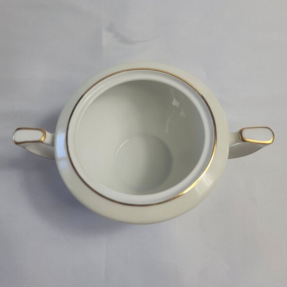 Mikado Harmony Sugar Bowl with Lid Cream Rim Pink Floral Center - Picture 6 of 15